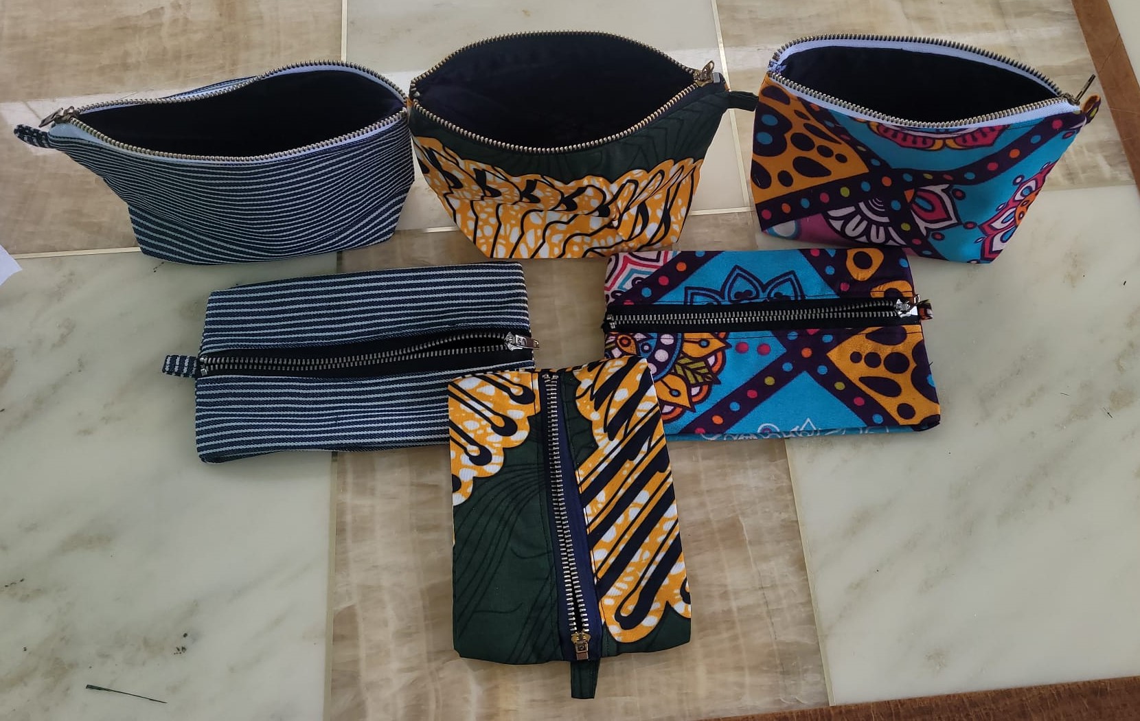 Handmade African print zip pouches